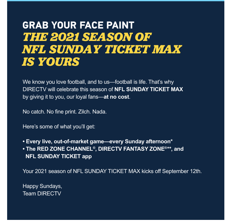 It's Free NFL Sunday Ticket Time Again!